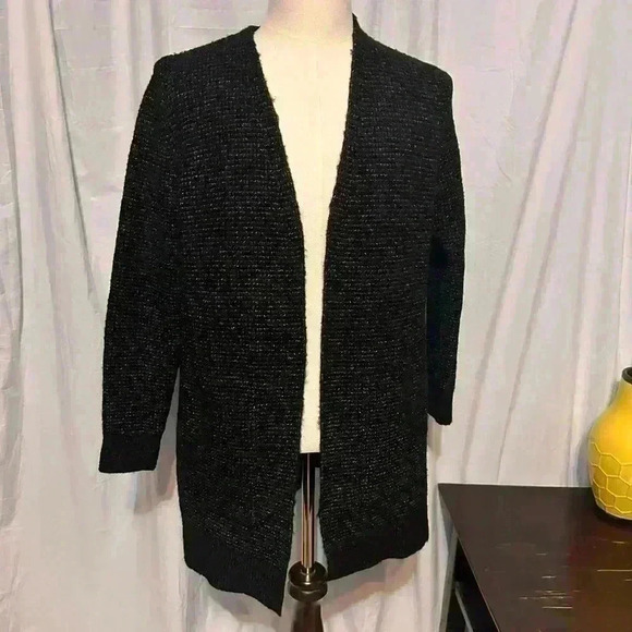 Time And Tru Open Long Cardigan. Black. Womens Sz M. Thick/Warm - Picture 1 of 7